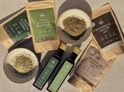 coffret découverte des 6 produits Stella Chanvre : huiles, protéines et graines cultivées en Alsace.