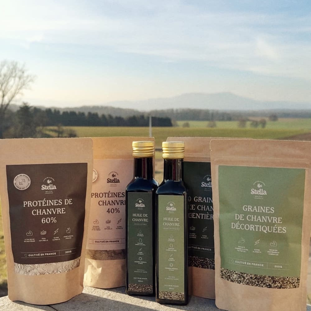 produits à base de chanvre : graines, huiles et protéines complètes